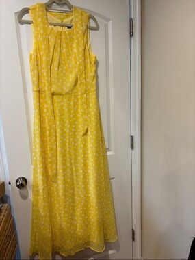R&K Yellow Polka Dot Sleeveless Midi Dress